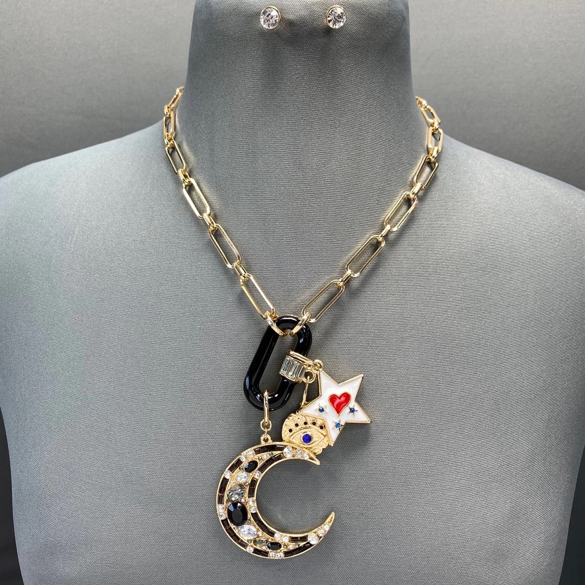 Whimsical Moon Charms Necklace