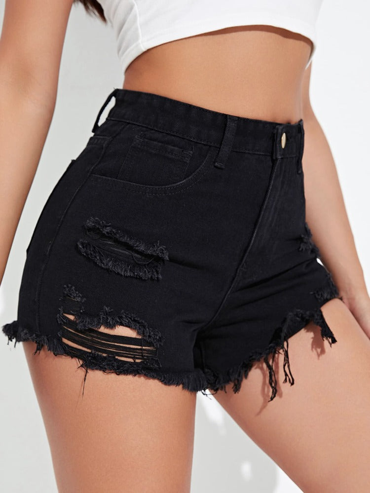 Casual Ripped Denim Shorts