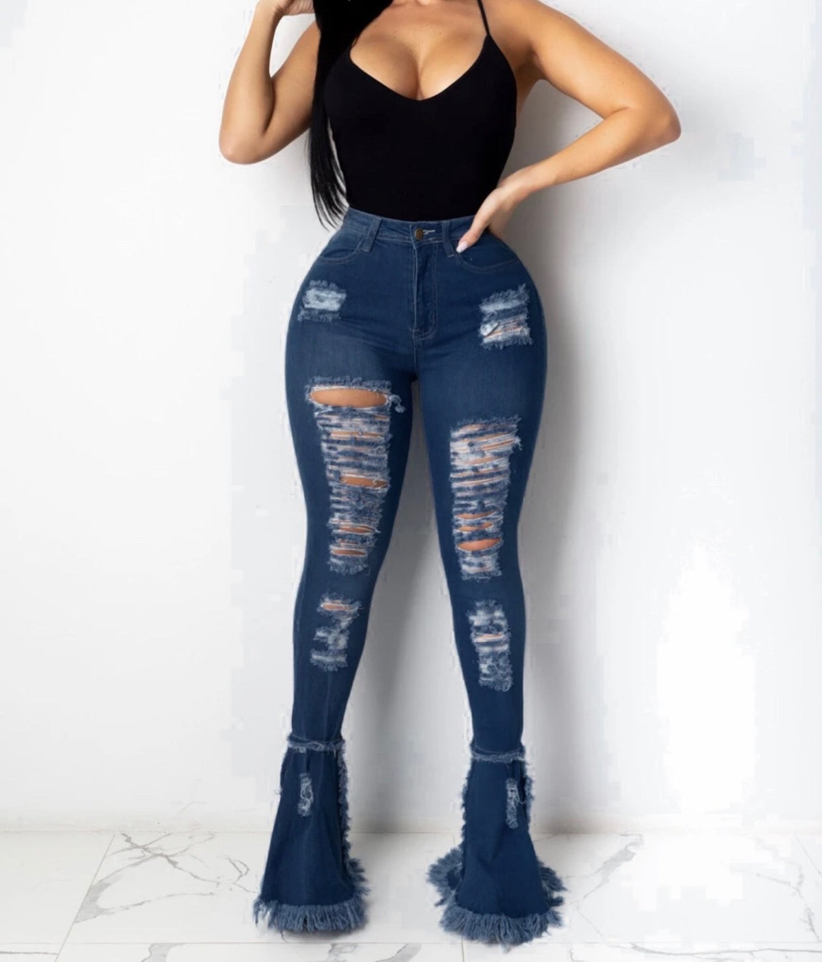 Distressed Frayed Jeans