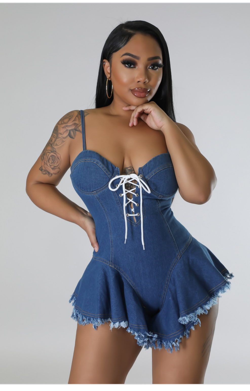 All To Myself Denim Romper