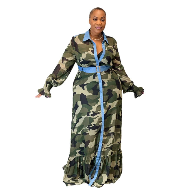 Camouflage Chiffon Dress