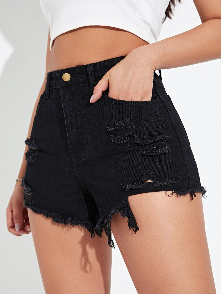 Casual Ripped Denim Shorts