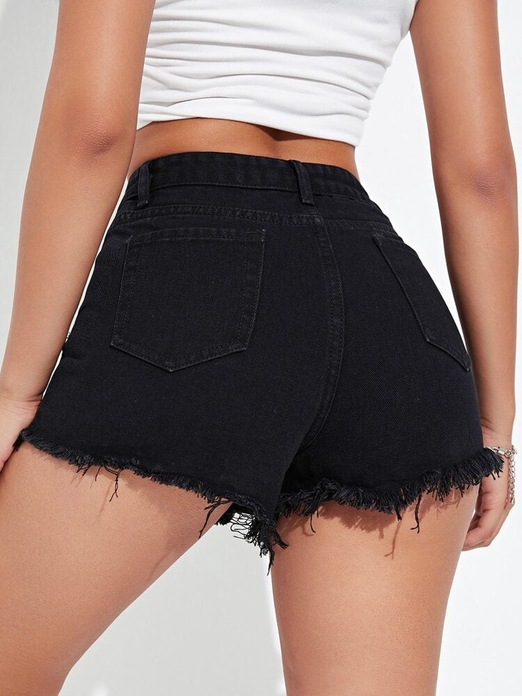Casual Ripped Denim Shorts