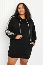 Load image into Gallery viewer, Leopard Panel Hoodie Dress
