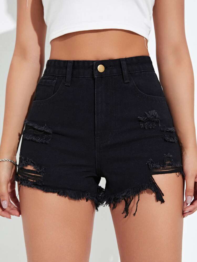 Casual Ripped Denim Shorts