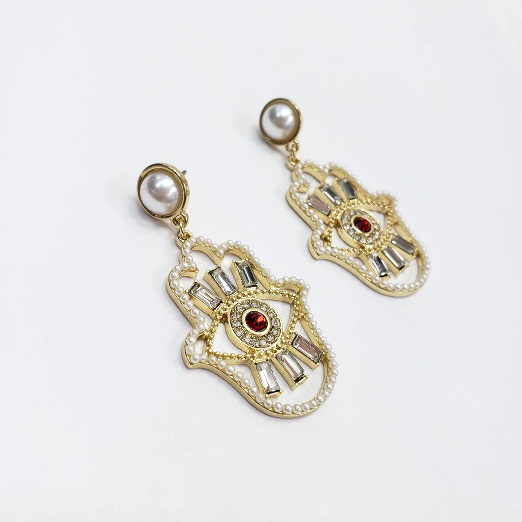 Pearl Evil Eye earrings