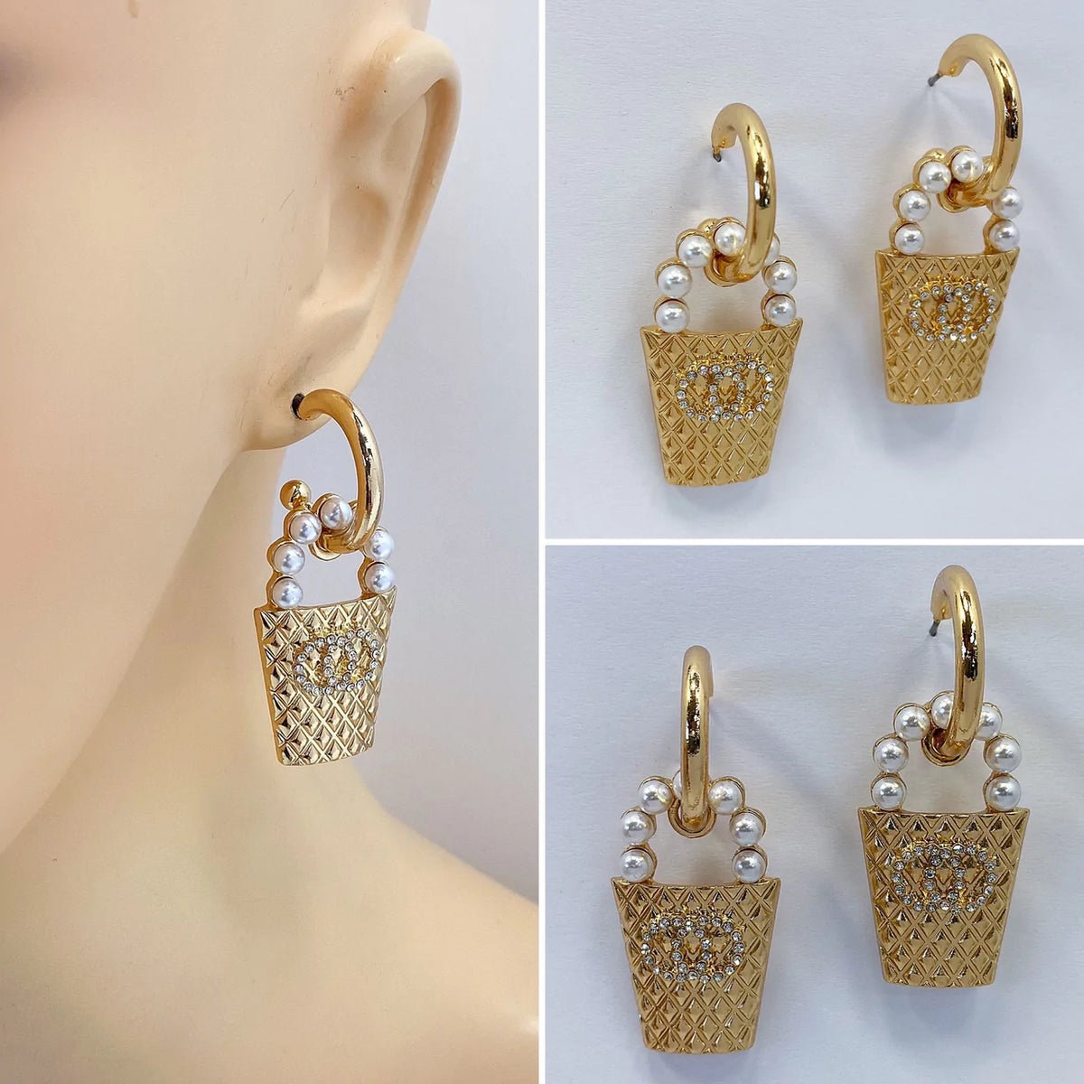 Pearl Basket Earrings