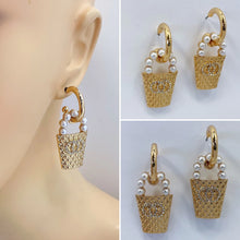 Load image into Gallery viewer, Pearl Basket Earrings
