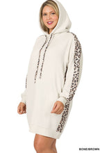 Load image into Gallery viewer, Leopard Panel Hoodie Dress
