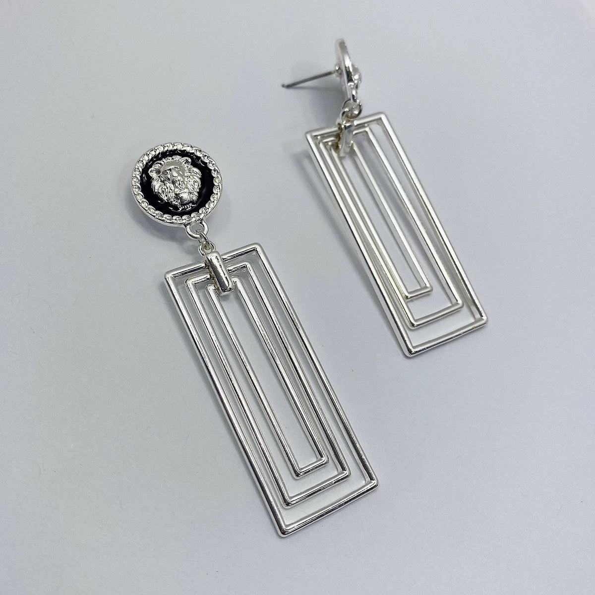 Rectangle Lion Head Earrings